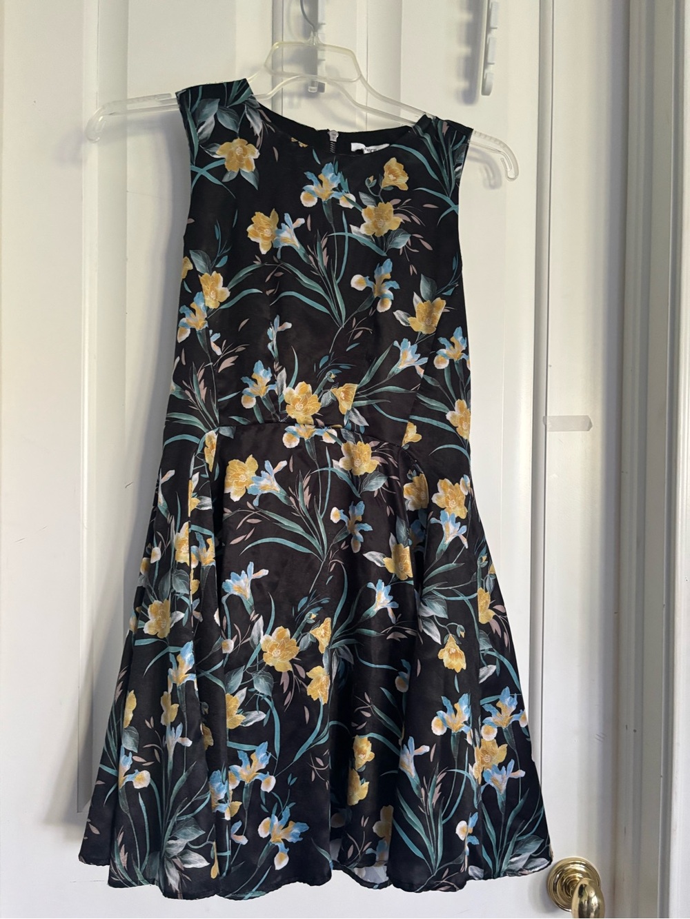 Bar III Black Dress with Yellow & Teal Floral Print small